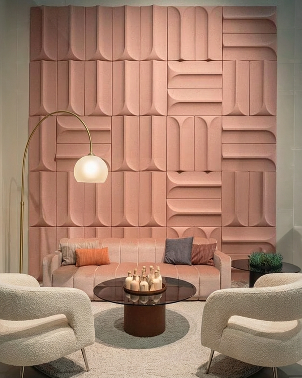 Panneau Mural 3D en Plâtre (Rose Poudré) – Image 2