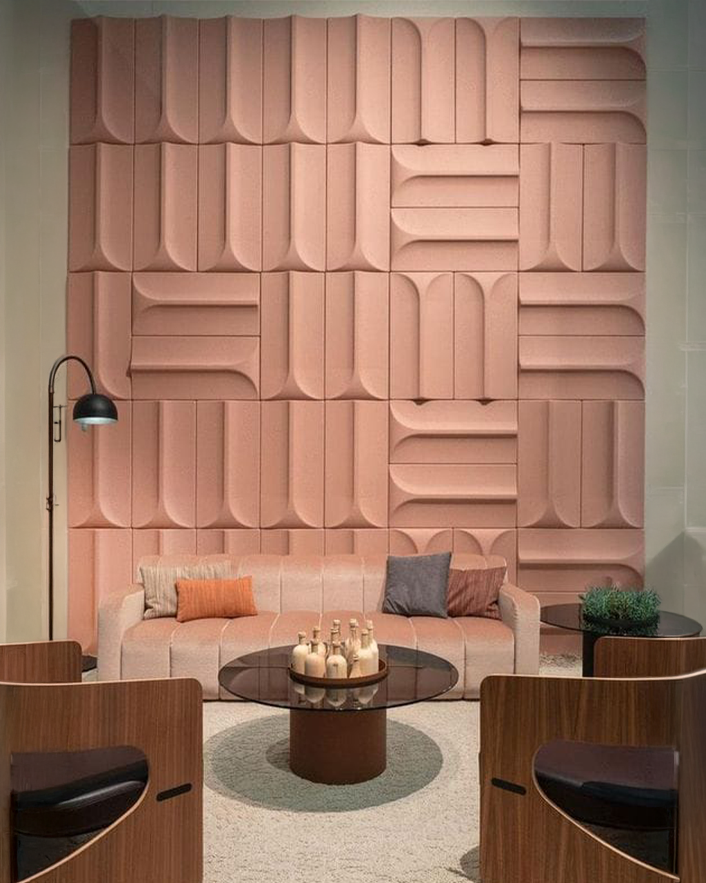 Panneau Mural 3D en Plâtre (Rose Poudré)